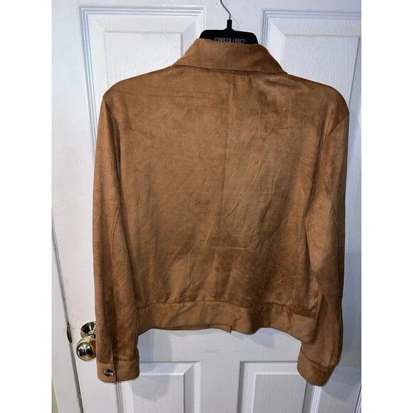 Kendall + Kylie Cropped jacket womens Sz L faux suede button front boho western - Picture 8 of 9